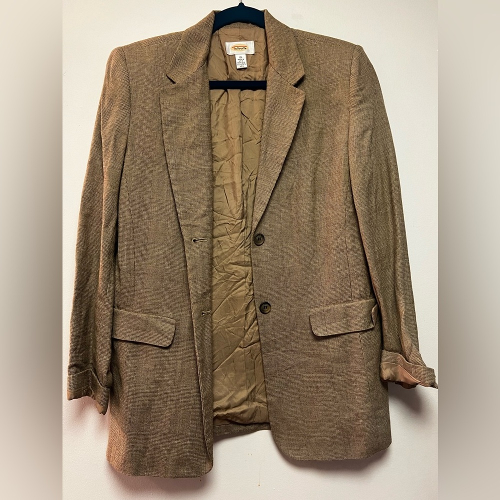 Talbots size 12 blazer. Brown plaid